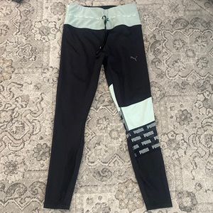 Puma leggings with mint and mesh detailing
